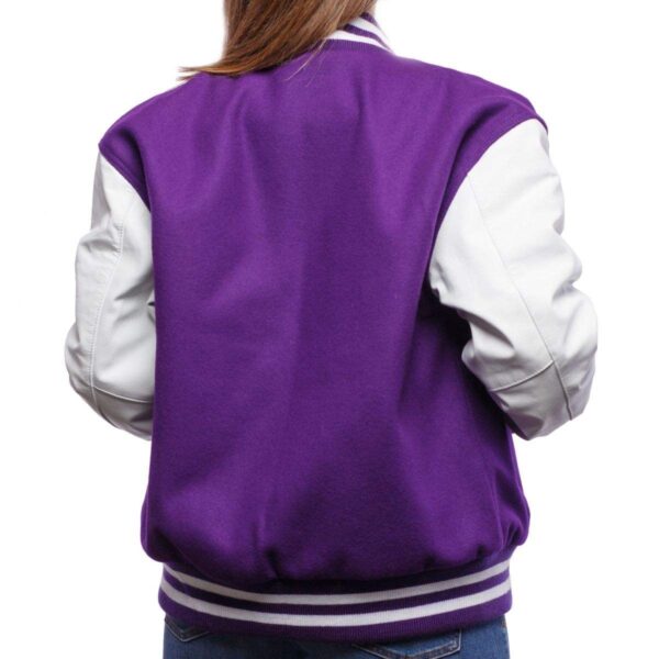 Women Varsity Jacket Leather Sleeves - Image 4